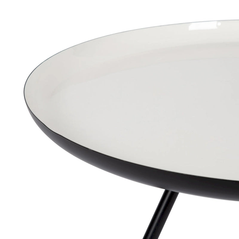 Table Basse Ronde en Métal Blanc/Noir ou Blanc/Or, 63,5 cm de Diamètre