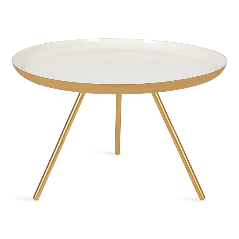 Table Basse Ronde en Métal Blanc/Noir ou Blanc/Or, 63,5 cm de Diamètre