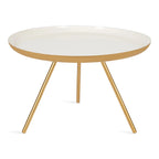 Table Basse Ronde en Métal Blanc/Noir ou Blanc/Or, 63,5 cm de Diamètre