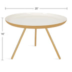 Table Basse Ronde en Métal Blanc/Noir ou Blanc/Or, 63,5 cm de Diamètre