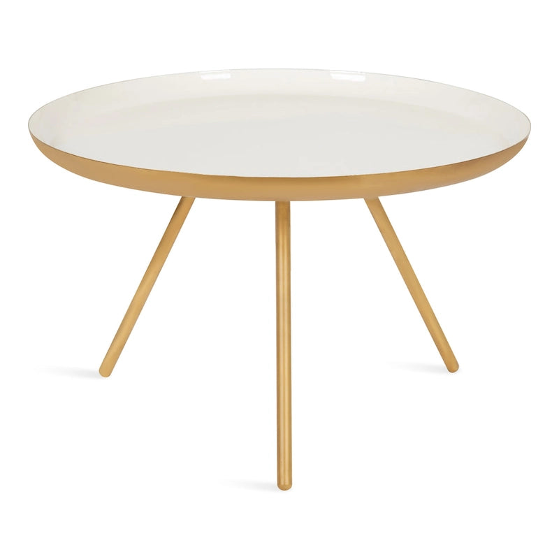 Table Basse Ronde en Métal Blanc/Noir ou Blanc/Or, 63,5 cm de Diamètre