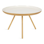Table Basse Ronde en Métal Blanc/Noir ou Blanc/Or, 63,5 cm de Diamètre
