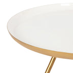 Table Basse Ronde en Métal Blanc/Noir ou Blanc/Or, 63,5 cm de Diamètre