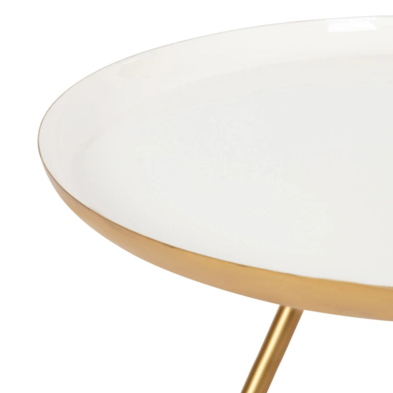 Table Basse Ronde en Métal Blanc/Noir ou Blanc/Or, 63,5 cm de Diamètre