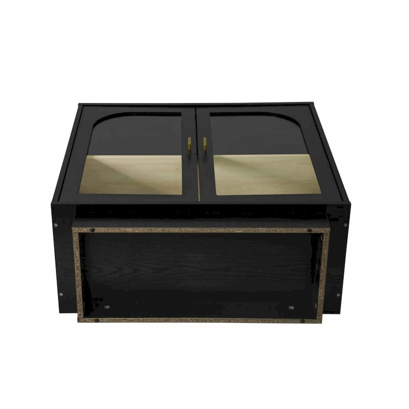 Meuble de rangement blanc/noir avec portes en acrylique transparent
