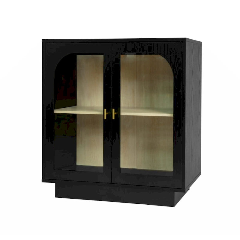 Meuble de rangement blanc/noir avec portes en acrylique transparent