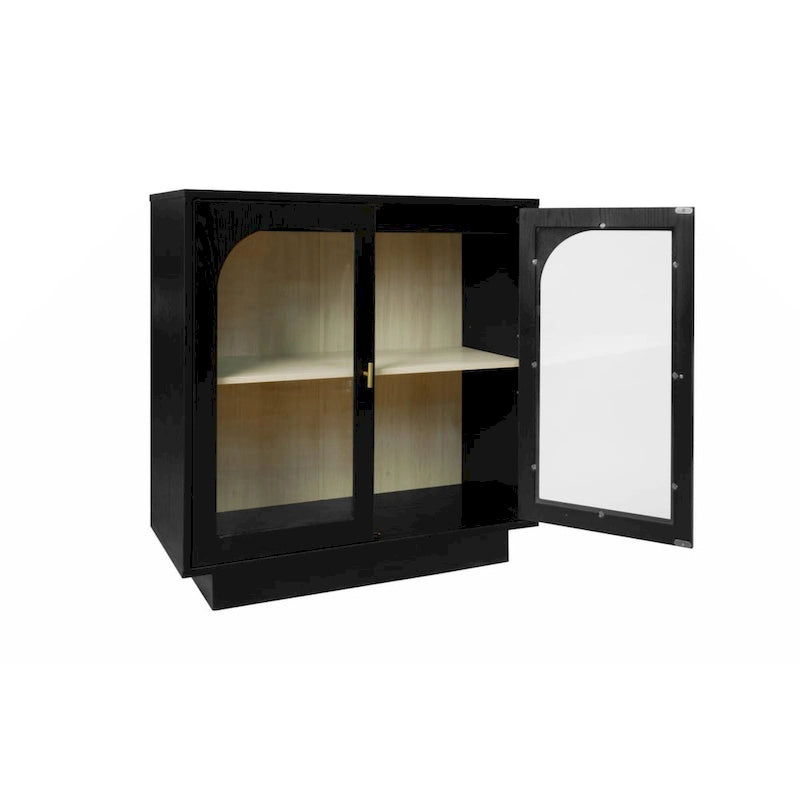 Meuble de rangement blanc/noir avec portes en acrylique transparent
