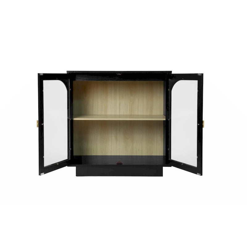 Meuble de rangement blanc/noir avec portes en acrylique transparent
