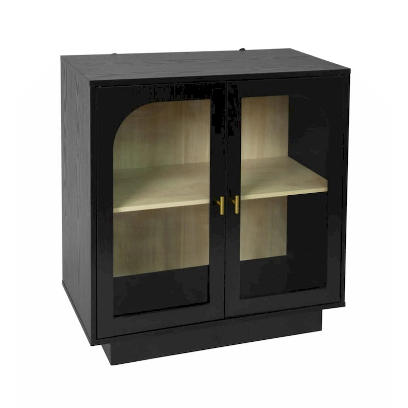 Meuble de rangement blanc/noir avec portes en acrylique transparent