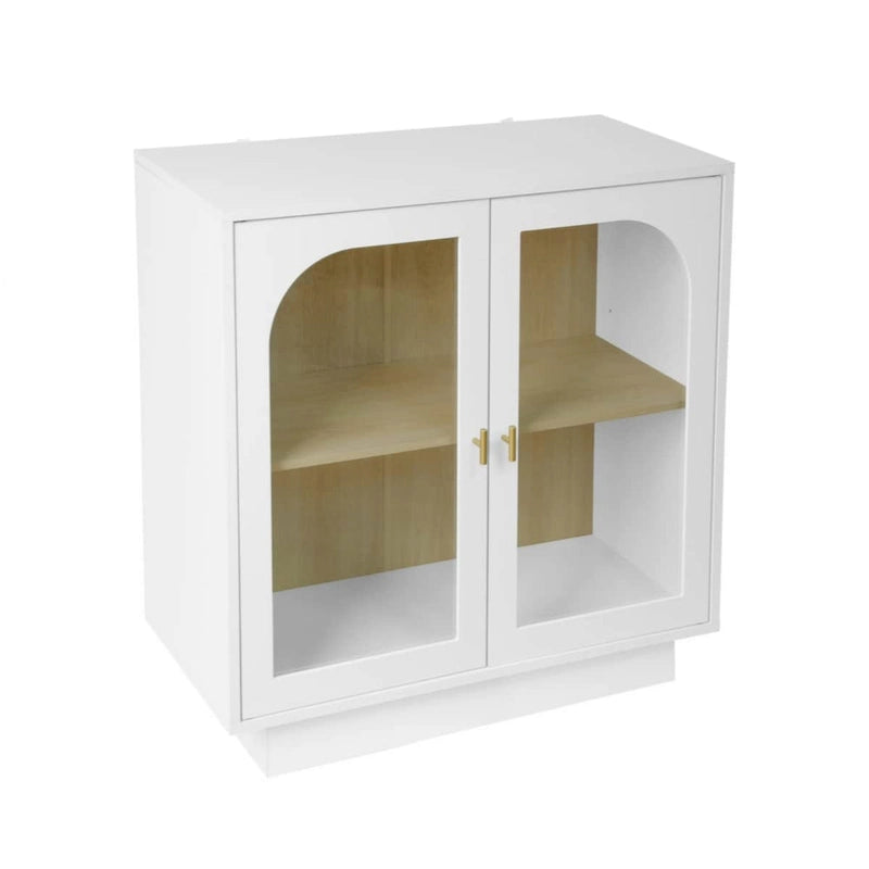 Meuble de rangement blanc/noir avec portes en acrylique transparent