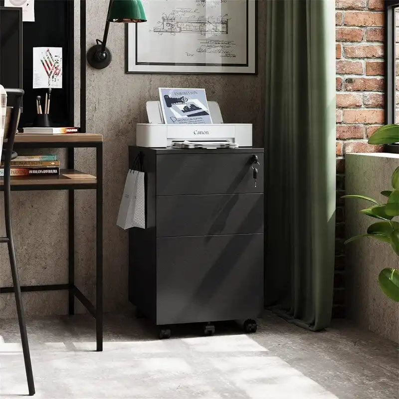 3 Drawer File Cabinet with Lock - 17.7D x 15.5W x 25.8H