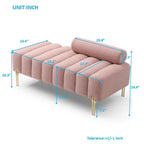 Banc de bout de lit en tissu sherpa rose/beige avec dossier réglable et pieds dorés