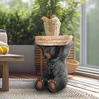 Table d'appoint sur pied Ours de forêt rustique noir, 52,8 cm H