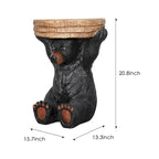 Table d'appoint sur pied Ours de forêt rustique noir, 52,8 cm H