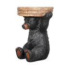 Table d'appoint sur pied Ours de forêt rustique noir, 52,8 cm H