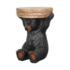 Table d'appoint sur pied Ours de forêt rustique noir, 52,8 cm H
