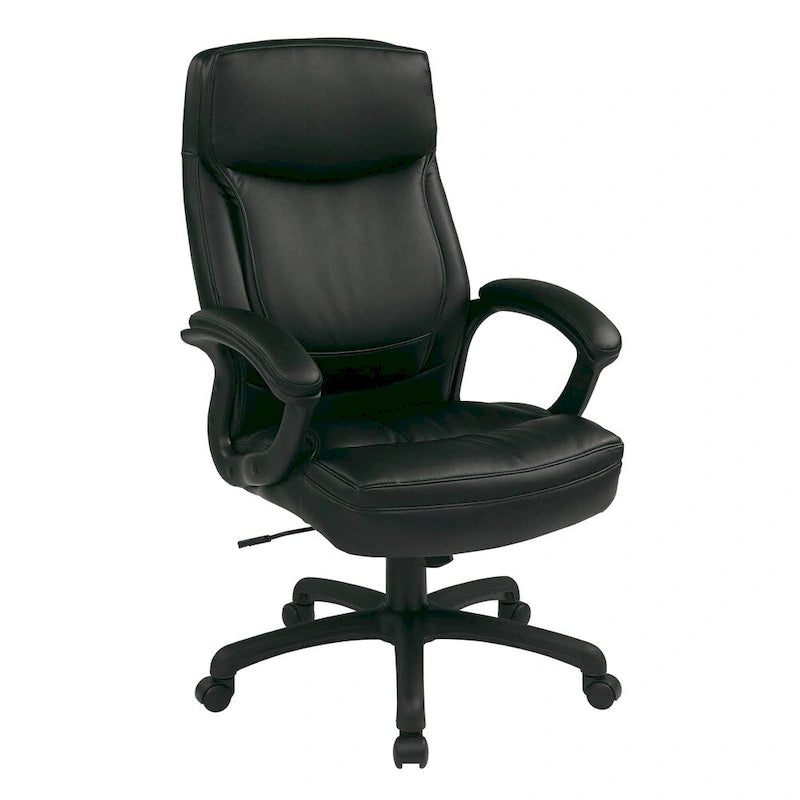 Fauteuil de direction à dossier haut en similicuir noir Eco Contour