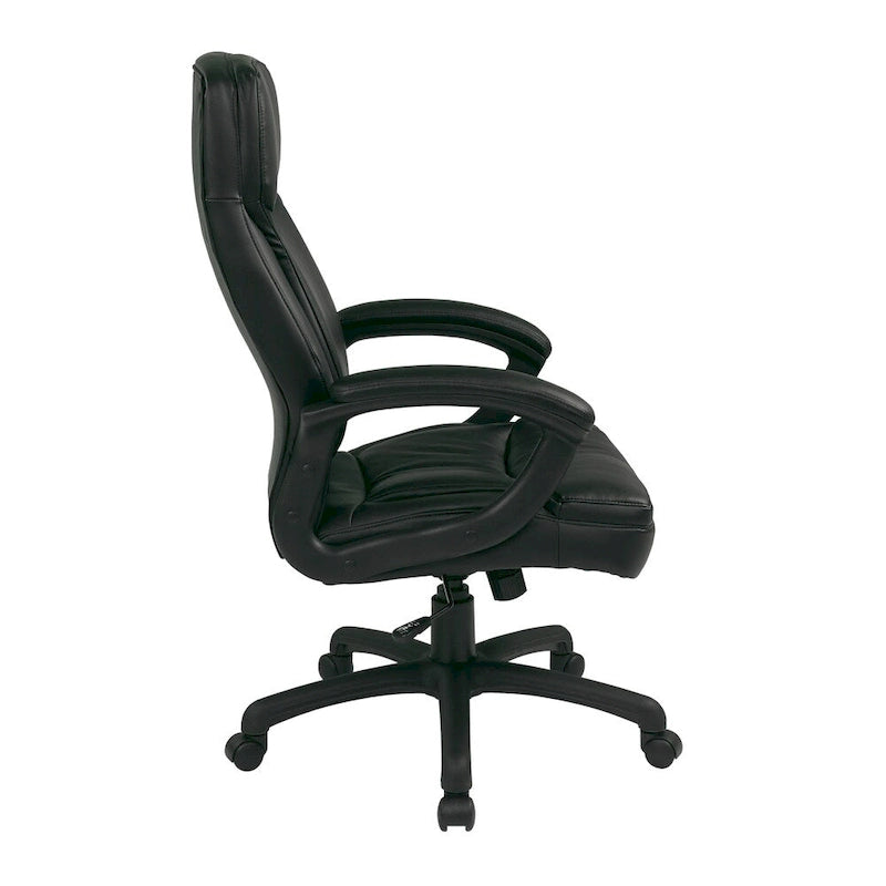 Fauteuil de direction à dossier haut en similicuir noir Eco Contour