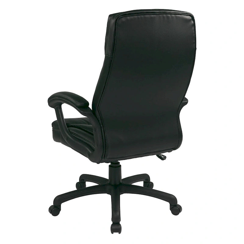 Fauteuil de direction à dossier haut en similicuir noir Eco Contour