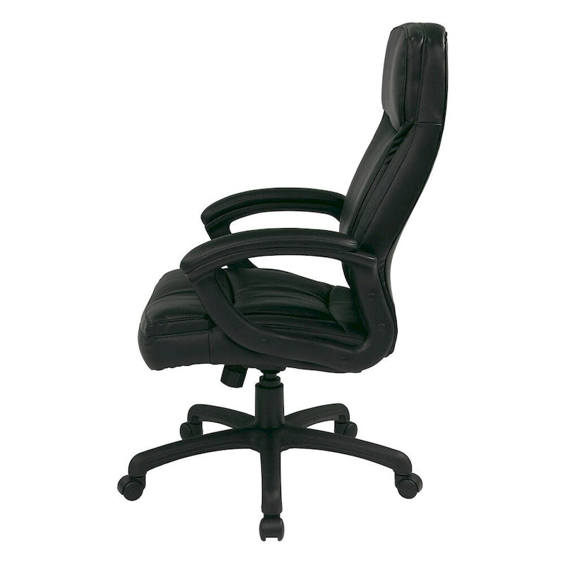 Fauteuil de direction à dossier haut en similicuir noir Eco Contour