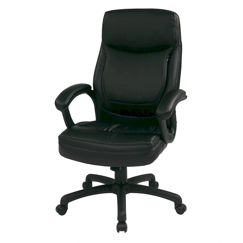 Fauteuil de direction à dossier haut en similicuir noir Eco Contour