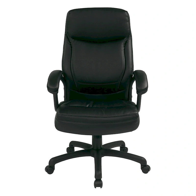 Fauteuil de direction à dossier haut en similicuir noir Eco Contour