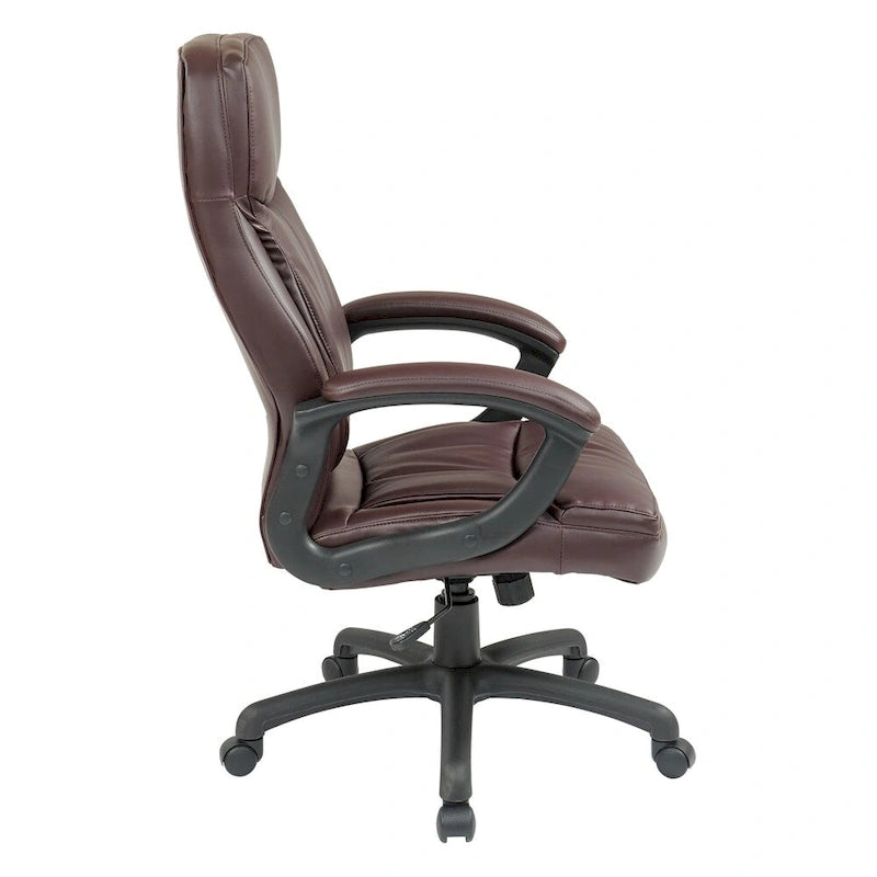 Fauteuil de direction à dossier haut en similicuir noir Eco Contour