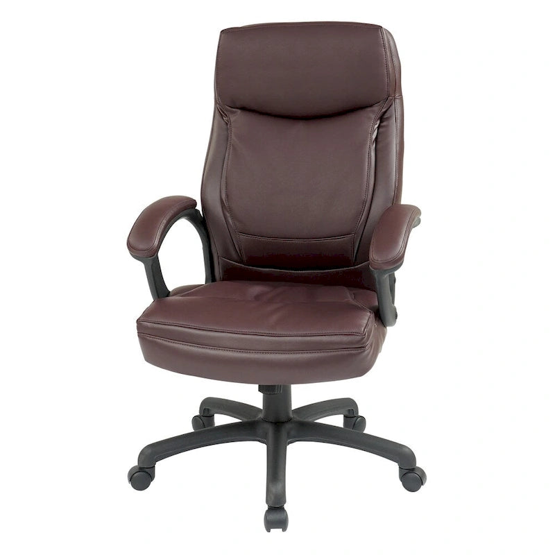 Fauteuil de direction à dossier haut en similicuir noir Eco Contour