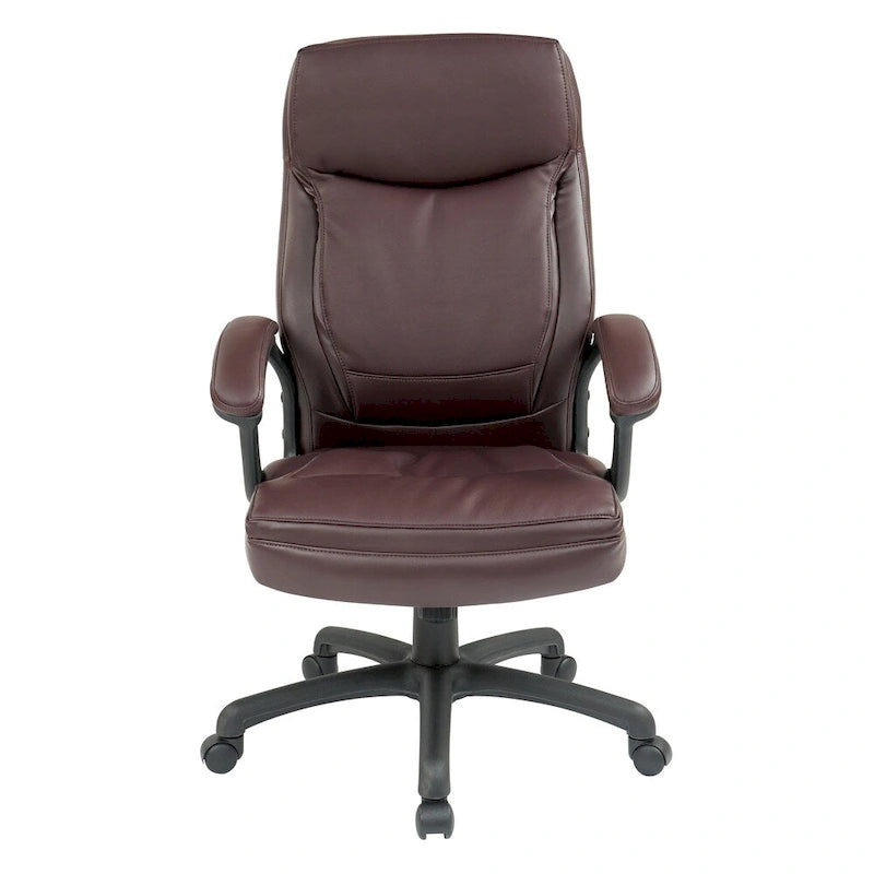 Fauteuil de direction à dossier haut en similicuir noir Eco Contour